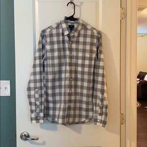 J. Crew Factory Men's Slim Grey Gingham Button Down Shirt Size Small
